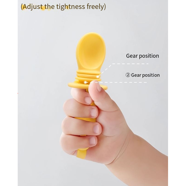 ABC Rosa Babylöffel aus Vollsilikon, weicher Babylöffel mit Aufbewahrungsbox, Baby-Essgeschirr zum Selbstfüttern, Gabel- und Löffel-Kombination – Bild 4