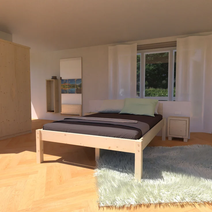 Pfostenbett Massivholzbett (Fichte) "Daybett" 80 x 200 cm 38 cm Holzbett 300kg – Bild 3