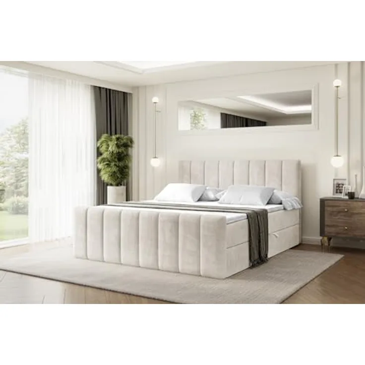 ALTDECOR Boxbett OTTA-Z, Doppelbett mit Multipocket-Matratze H4, H3 Bonellfederung, inkl. Topper und Kopfteil, Fußteil, 120-200 cm Breite