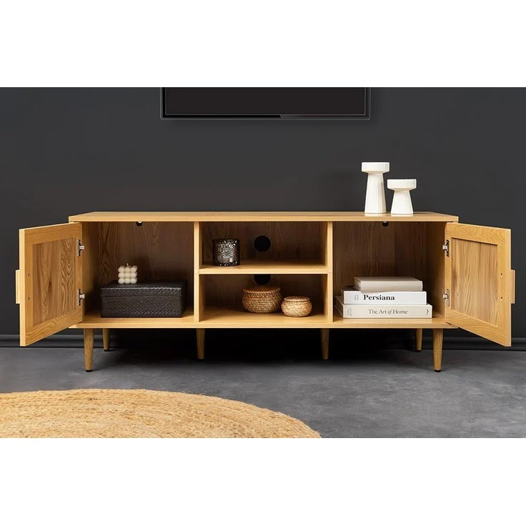 riess-ambiente Lowboard VIENNA 120cm natur-Wiener Geflecht, Rattan, Holz-Optik, Stauraum, Boho (Einzelartikel, 1 St), TV-Board mit Kabelöffnung - ideal f. Ess-, Arbeits-, Wohnzimmer & Flur – Bild 5