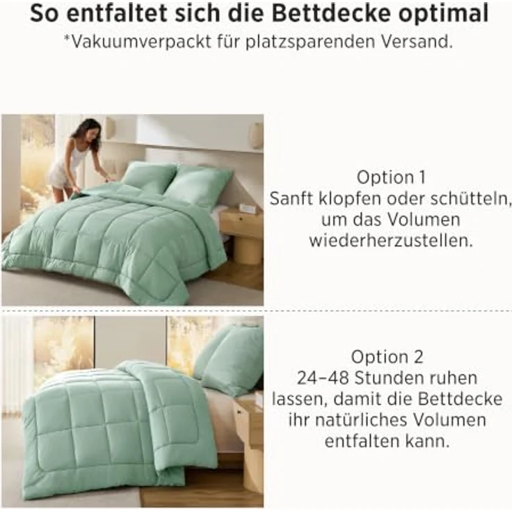 BEDSURE Bettdecke Ohne Bezug 240x220 - Bettdecke mit Integriertem Bezug | Bettdecke 240x220 für Allergiker Waschbare 4 Jahreszeiten Bettdecken Oeko-TEX Ganzjahresdecke Warm & Gemütlich, Chaumgrün – Bild 7