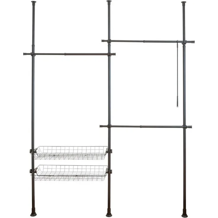 Teleskop-Garderobensystem HERKULES BASIC, doppelt, schwarz, WENKO
