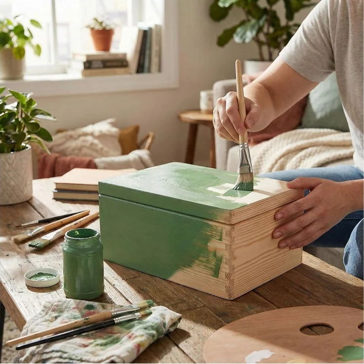 Creative Deco Aufbewahrungsbox Holzkiste mit Deckel Erinnerungsbox Baby Groß Unlackiert – Bild 2