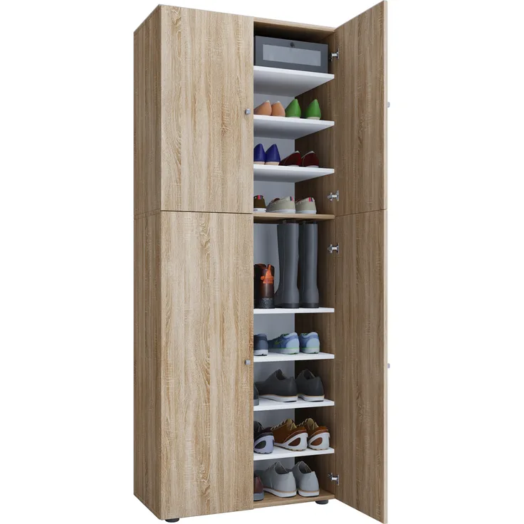 VCM Schuhschrank Lona 914010 Sonoma-Eiche (Sägerau) B. 70 x H. 184 x T. 40 cm