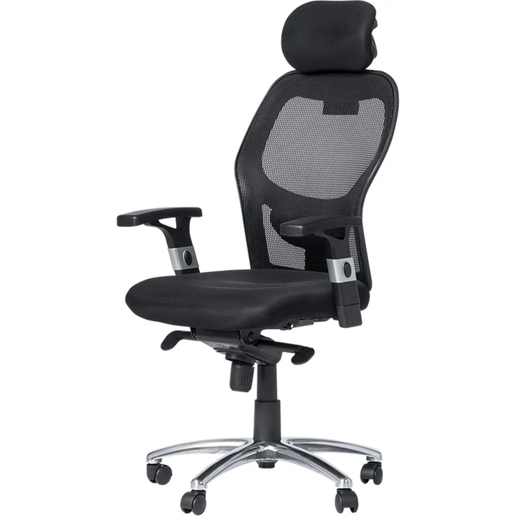 Carmen 7520 Ergonomischer Bürostuhl mit Netzrücken, Kopfstütze und Lordosenstütze – Schwarz – Bild 3