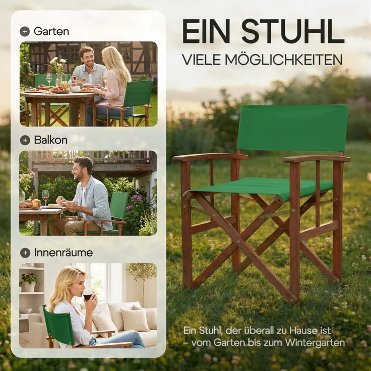 CASARIA® Regiestuhl aus FSC® Eukalyptusholz Grün – Bild 7
