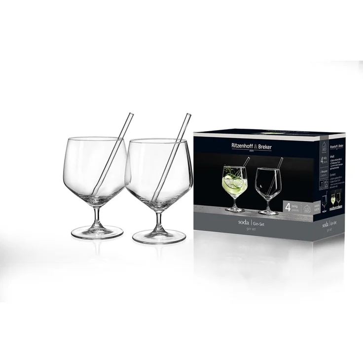 2er-Set Gin-Gläser mit Trinkhalmen Soda – Bild 2