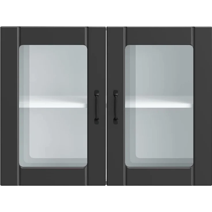 vidaXL Küchen-Hängeschrank mit Glastür Lucca Schwarz Holzwerkstoff 853848 – Bild 5