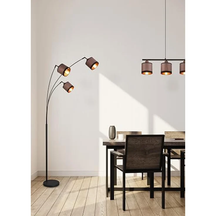 Reality Pendelleuchte Davos, 4-flammig, Schwarz Matt, 75 cm x 12 cm, elegante Textilgestaltung, energiesparend mit LED-Leuchtmitteln – Bild 7
