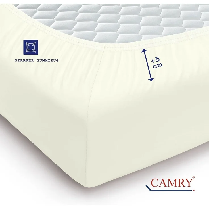 Camry Spannbettlaken CLASSIC Jersey 100% Baumwolle Spannbetttuch atmungsaktiv Gummizug, Jersey Baumwolle, Gummizug: rundum, 100% Baumwolle, alle Matratzenhöhen, atmungsaktiv, pflegeleicht – Bild 4
