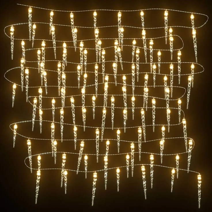 vidaXL Weihnachts-Eiszapfen-Licht 100 LEDs Warmweiß 10 m Acryl PVC 356227 – Bild 4