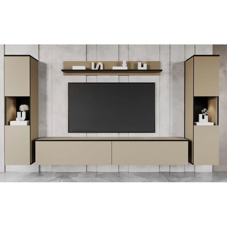INOSIGN Wohnwand PARIS, (Komplett-Set, 4-St), TV-Wand 260cm breite, grifflose Design, stehend und hängend montierbar – Bild 2