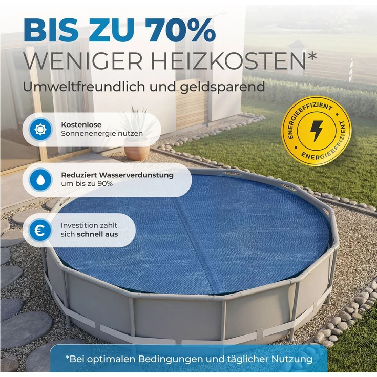Miganeo Pool Solarfolie Ø 488 cm rund | schwarz/blau – Bild 5