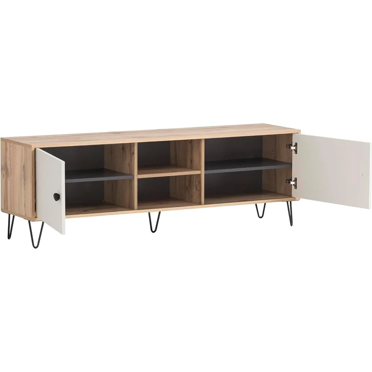 LOOKS by Wolfgang Joop Lowboard Organic, Eiche Landhaus Dekor/Cremebeige, 160 x 39 x 53,2 cm – Bild 4