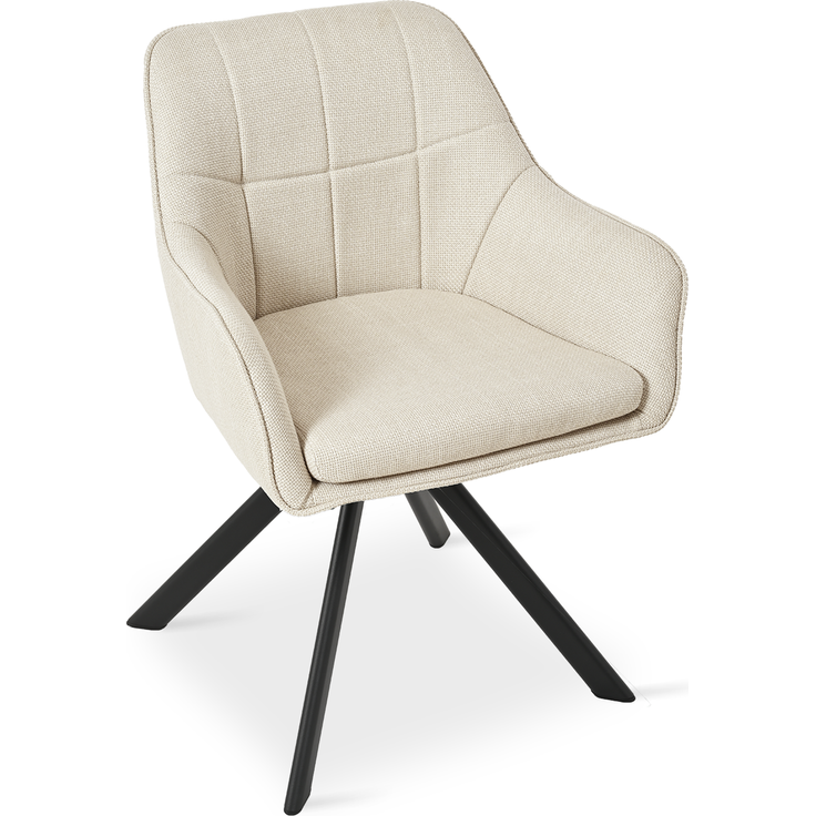 GOEURVANT 1437 Esszimmerstühle 4er-Set mit Armlehnen, 360° Drehbar, Webstoff - Beige Stoff – Bild 6