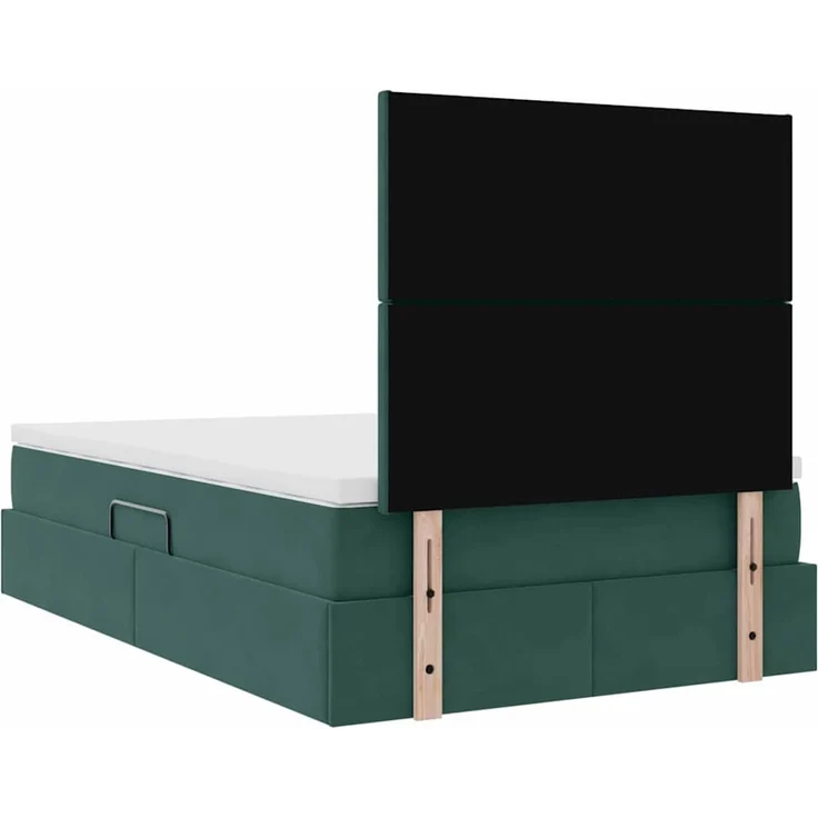 vidaXL Aufbewahrungsbett mit Matratze Dunkelgrün 120 x 190 cm Samt 3371958 – Bild 11