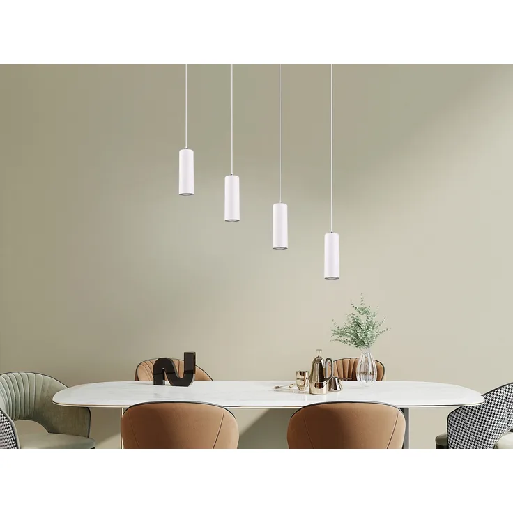 Pendelleuchte MARLEY 4-flammig Metall Weiß, Breite 75cm