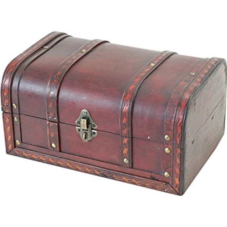 HMF Schatzkiste Schatztruhe aus Holz mit Metallschloss, dekorative Holztruhe 30 x 20 x 15 cm, Spanien – Bild 3