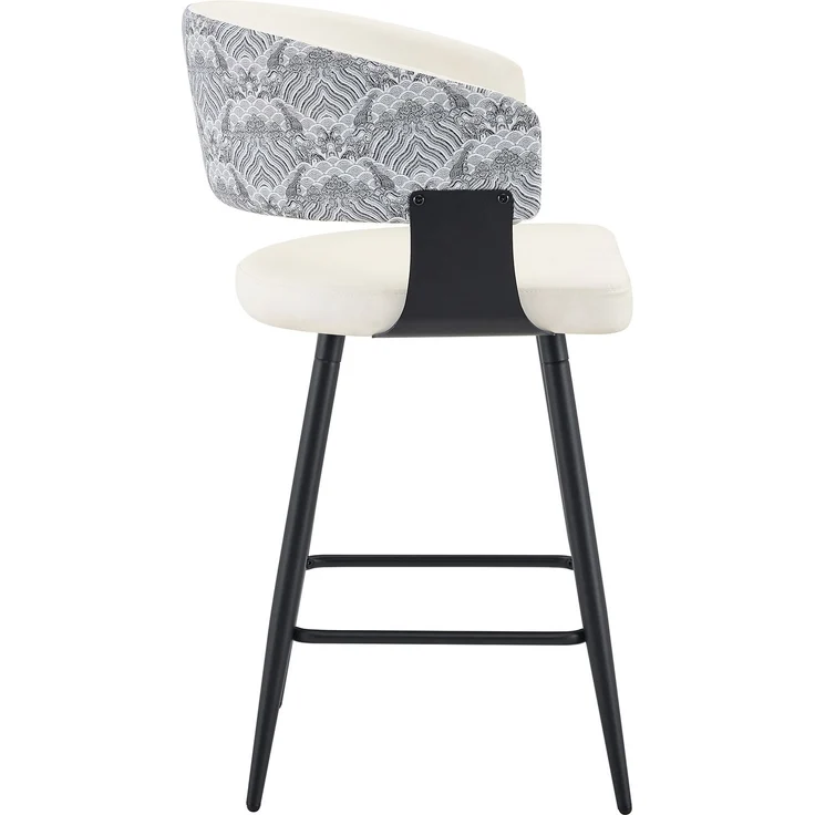 2er-Set Barhocker mit Rückenlehne, moderner Küchenhocker, Kunstleder Sitz, Metallgestell, stabile Fußstütze, ergonomisches Design, nur Stühle, ohne Tisch--Weiß1--47x46.5x94.5cm--YOUDENOVA – Bild 10