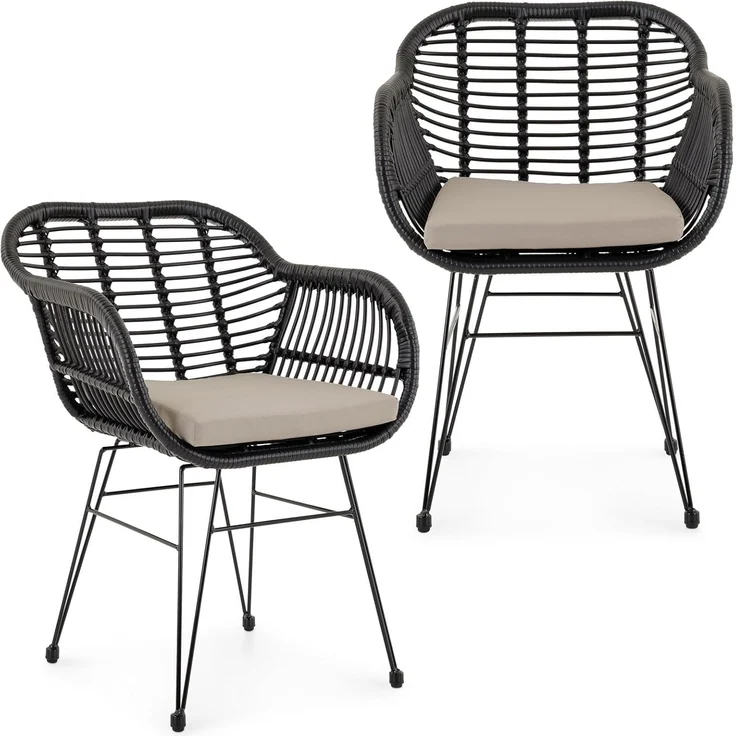 IDIMEX Gartenstuhl PARAMO (2 St), In & Outdoor Esszimmerstuhl 2er Set mit Metallgestell in Rattan Optik – Bild 1