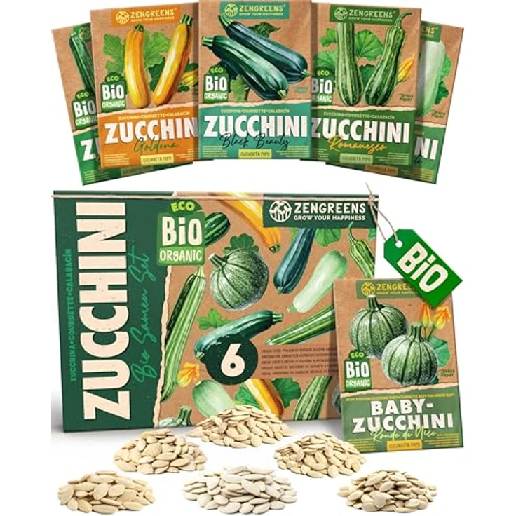 ZenGreens® - Bio Zucchinisamen im 6er Set - 6 Zucchini Samen für den einfachen Anbau im Garten, Balkon oder Hochbeet - Pflanzensamen - Saatgut – Bild 2