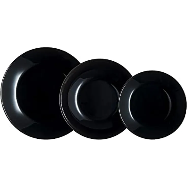 Luminarc Geschirr-Set, Geschirr Luminarc Zelie Schwarz Glas 18 Stücke