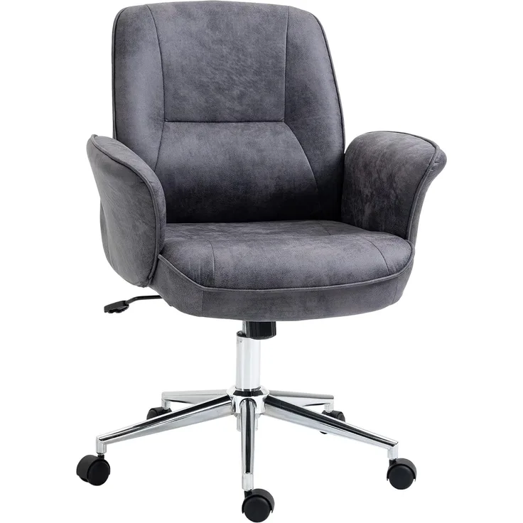 Vinsetto Bürostuhl Schreibtischstuhl höhenverstellbarer Drehstuhl ergonomischer Arbeitsstuhl mit Wippenfunktion modern schick Belastbar bis 120 kg Mikrofaser Dunkelgrau 67 x 69 x 92-102 cm