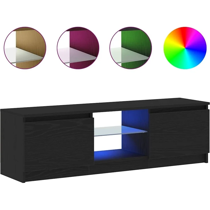 vidaXL TV-Schrank mit LED-Leuchten Schwarz Eichen-Optik 120x30x36 cm 862034 – Bild 1