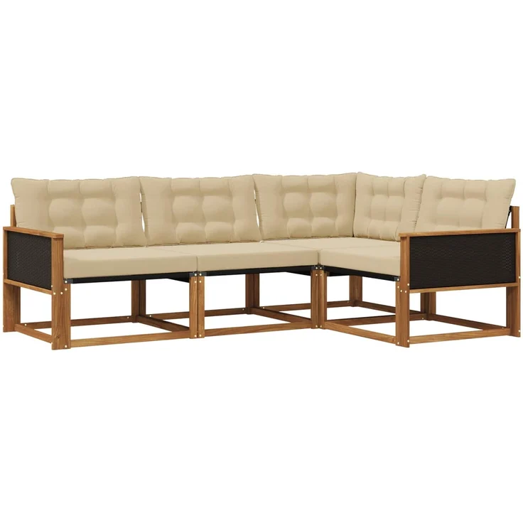 vidaXL Outdoor-Sofagarnitur 4 stk. 4-Sitzer Natur und Beige 3381385 – Bild 2