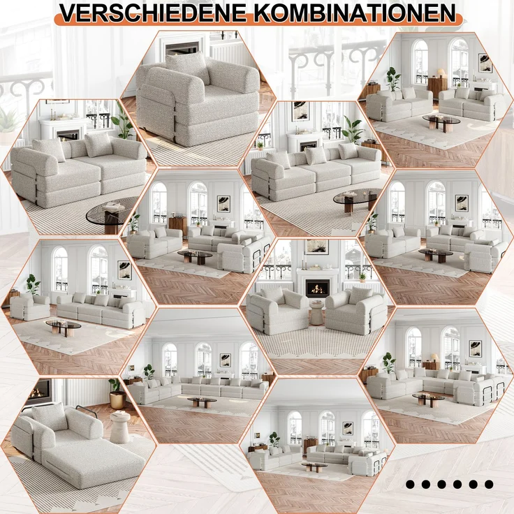 ZUBALIYA SchlafSofa mit LED - Beleuchtung, mit Ablageflächen, mit Chenille - Bezug, mit Samtbezug, mit breiten Armlehnen – Bild 4