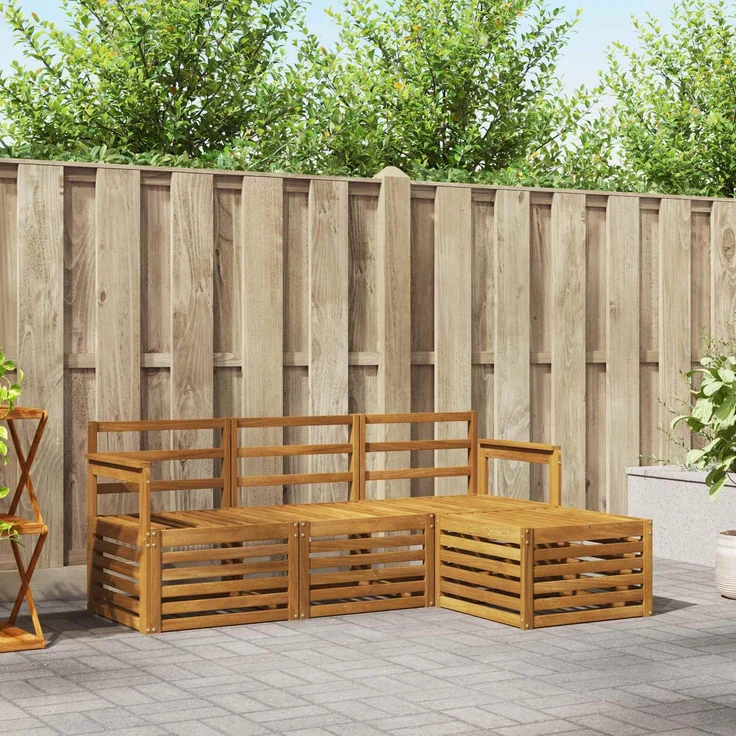 vidaXL Outdoor-Sofagarnitur 4 stk. 4-Sitzer Natur Massivholz Akazie 3374594 – Bild 1