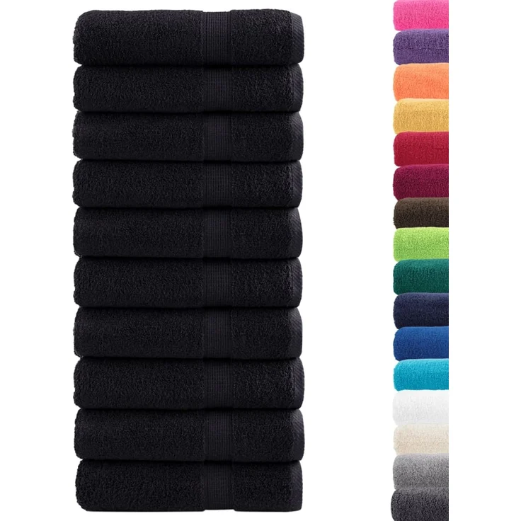 vidaXL Premium-Duschtücher SOLUND 10 Stk. Schwarz 70x140 cm 600 g/m² 137430 – Bild 2