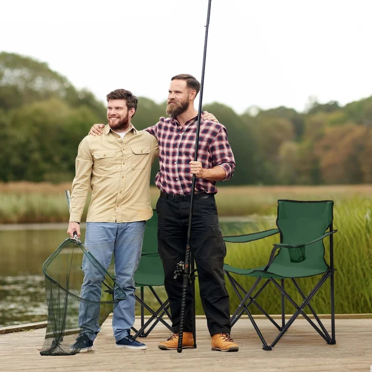 Sunula Campingstuhl Faltbar Anglerstuhl Ultraleicht Faltstuhl mit Armlehnen, mit Getränkehalter, mit Tragetasche, bis max. 100 kg, Grün – Bild 4