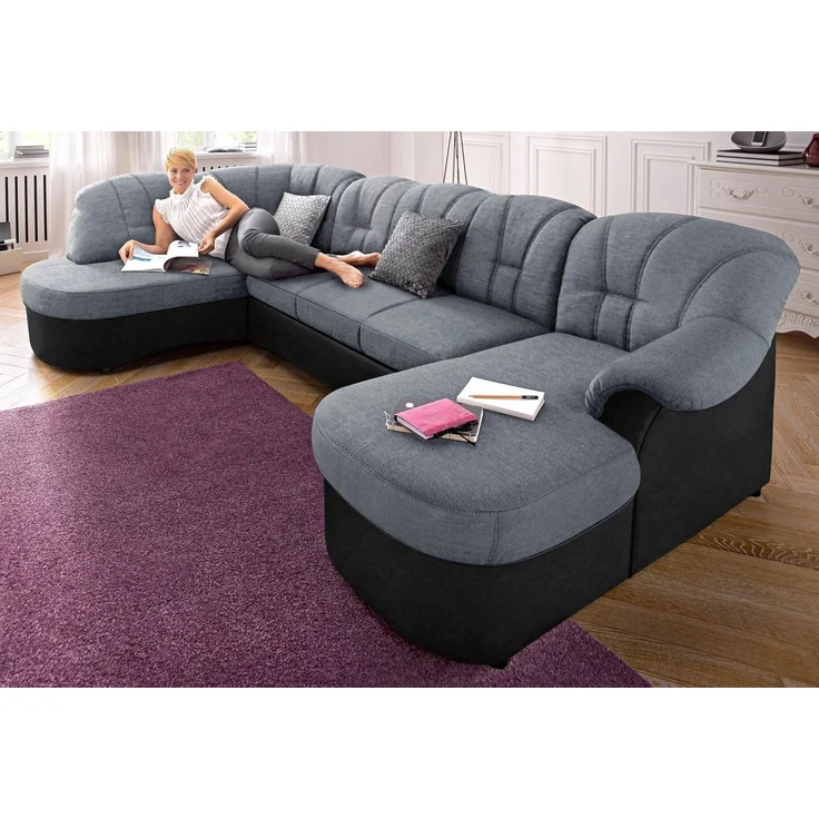 DOMO collection Wohnlandschaft Flores auch in Leder-Bezug, B/T/H: 293/180/86 cm, U-Form, 3 Teile, wahlweise mit Bettfunktion, wahlweise mit Federkern – Bild 1