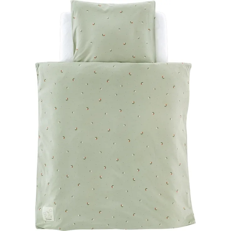 Träumeland Bettwäsche Jersey Fiore grün 80/80 + 35/40 cm