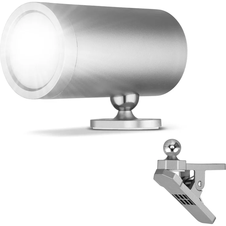 REV LED Wandleuchte - Wandlampe mit Akku & Bewegungsmelder, 180lm, kabellos, dimmbar, 360° drehbar. Wegeleuchte zum Mitnehmen - ideal für Camping, Garage & Keller, IP54, silber