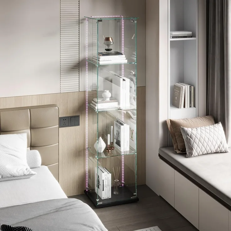 Glasvitrine Standvitrine mit LED 4 Etagen