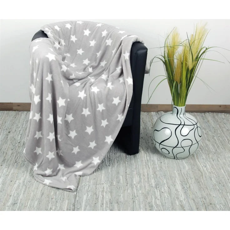 Kuscheldecke mit Sternen Hellgrau 180x220 cm – Bild 7