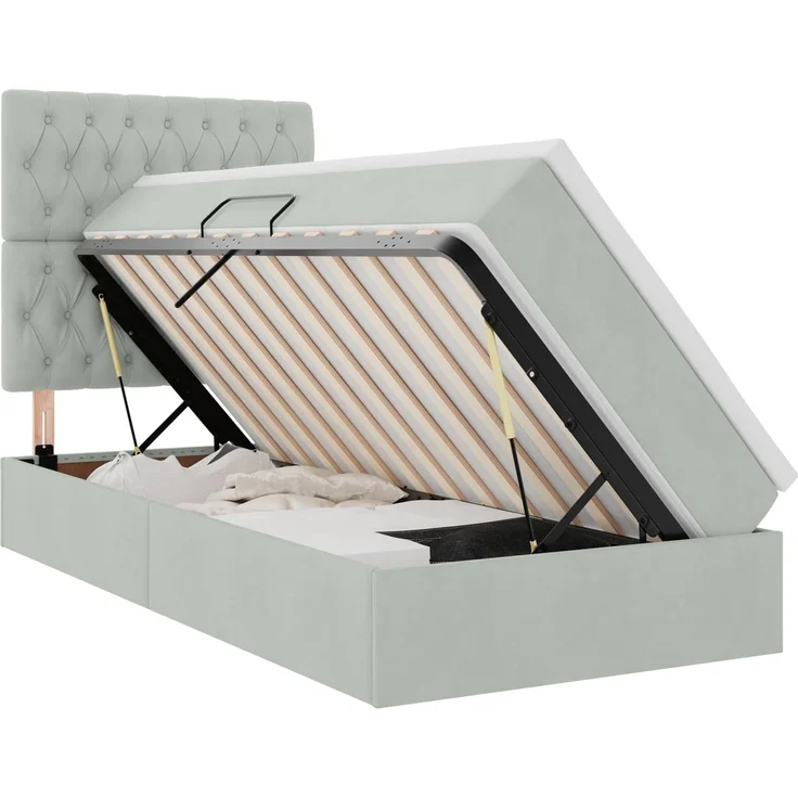 vidaXL Aufbewahrungsbett mit Matratze Hellgrau 90 x 190 cm Samt 3372057 – Bild 2