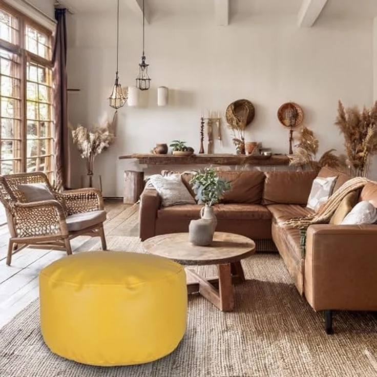 ARANAZ S.L. Griffe aus Holz, oval, Ø 40 x 26 cm, Gelb, gepolsterter und bequemer Sitz – Bild 2