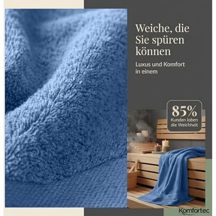 Komfortec Handtuch Set 100% Baumwolle, 4 Badetücher 70x140 und 4 Handtücher 50x100 cm, Frottee (Packung, 8-St), Badehandtuch & XXL Saunatuch, Weich, Towel, Groß – Bild 3