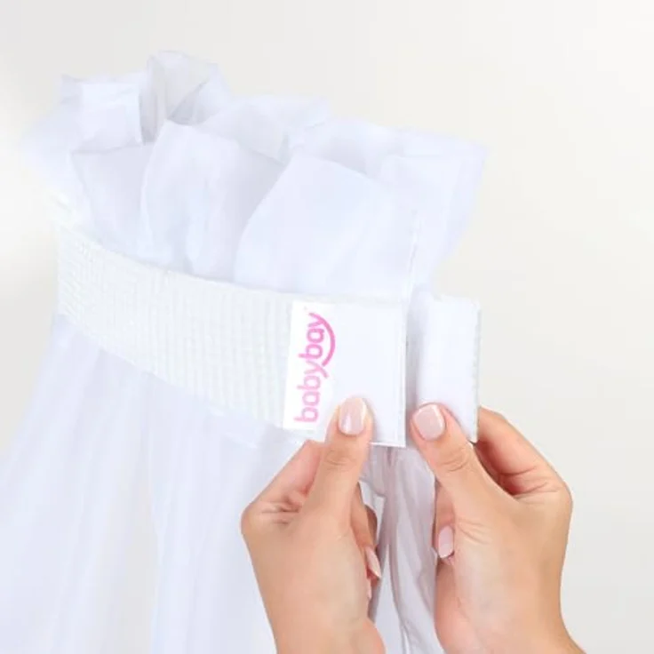 babybay Himmel Waffelpiqué mit Band passend für alle Modelle bis 96 cm Länge, weiß – Bild 5