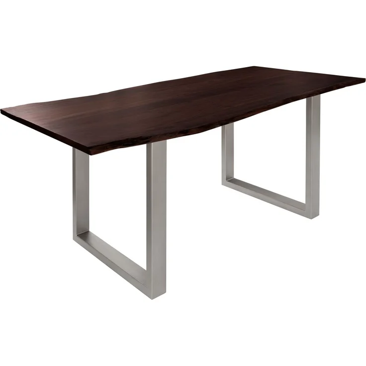 Baumtisch Akazie 200x100x76 braun Beine silber matt FREEFORM 3 – Bild 1