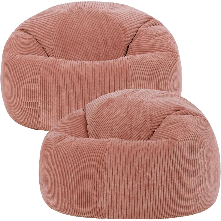 Icon Kingston Sitzsack Cord, Hellrosa, 2er Pack, Sitzsack Erwachsene mit Füllung, Bean Bag, Cord Sessel, Lounge Sessel, Lounge Stuhl, Schlafzimmer, Wohnzimmer, Wohnzimmer Möbel