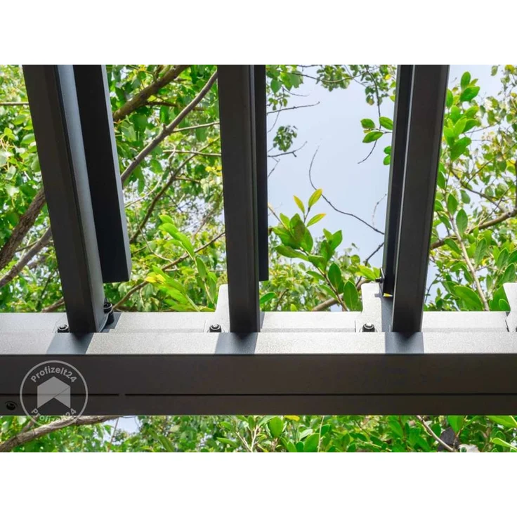 PRIMEYARD Pergola 3x3,5 m Pfosten und Lamellendach aus Stahl - anthrazitfarbene Terrassenüberdachung – Bild 7