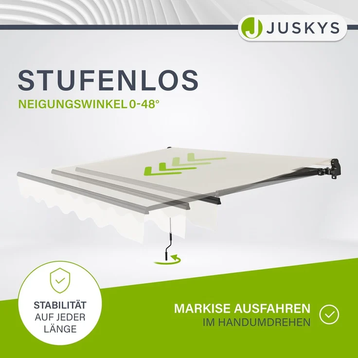 Juskys Markise - Gelenkarmmarkise mit Kurbel & Halterung, Beige, 250x200 cm – Bild 4