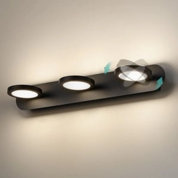 EMKE LED Wandleuchte Spiegelleuchte 3 Schwenkbar flammig 4000K Neutralweiß Licht, LED fest integriert, Neutralweiß, L: 50cm IP20 für Schlafzimmer, Wohnzimmer Schwarz mattiert – Bild 6