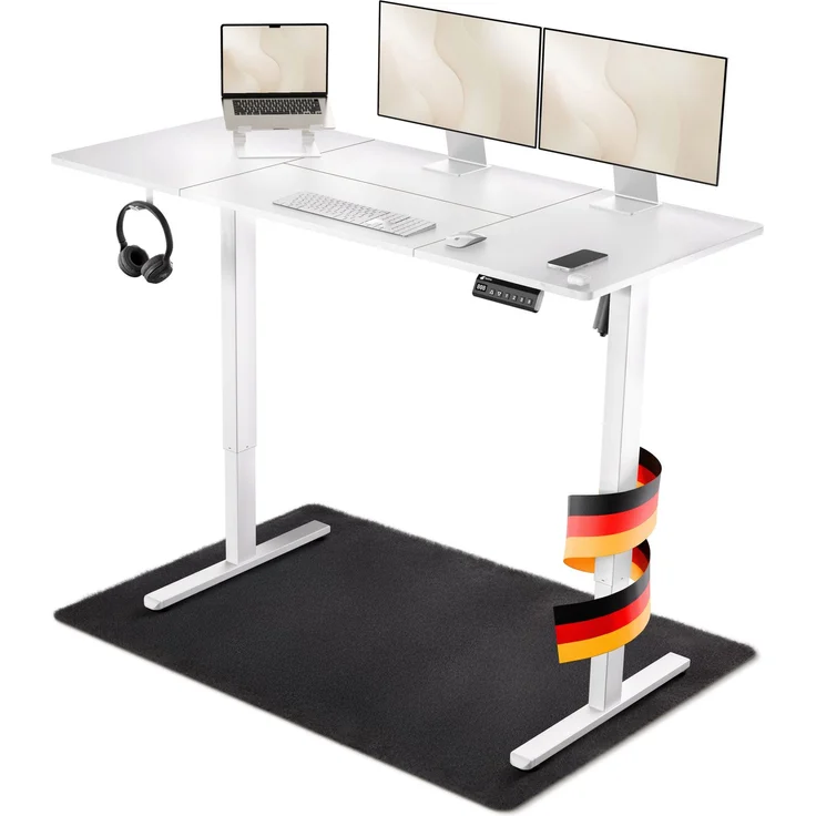 LUTIVO Foxtrot, Höhenverstellbarer Schreibtisch Elektrisch, Memory-Funktion und Kabelmanagement, 140 x 60 cm, Weiß/Weiß – Bild 8