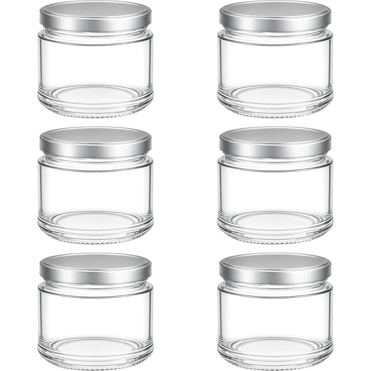 hocz 6x Marmeladengläser 200 ml | mit Deckel Silber TO 66 | Einmachgläser mit Schraubdeckel zum befüllen | Sturzgläser für Marmelade Schraubgläser | leere Gläser Set | 6 Stück