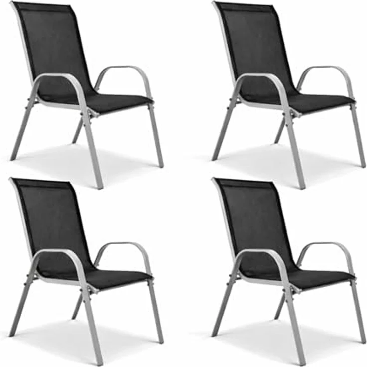 4 Stück Garten Stapelstuhl Farbe Silber - Schwarz – Bild 2